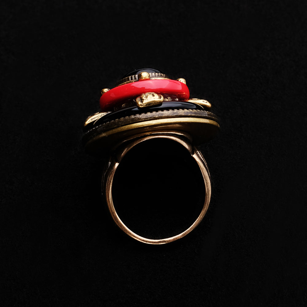 Bague Agate - Rouge et Noir