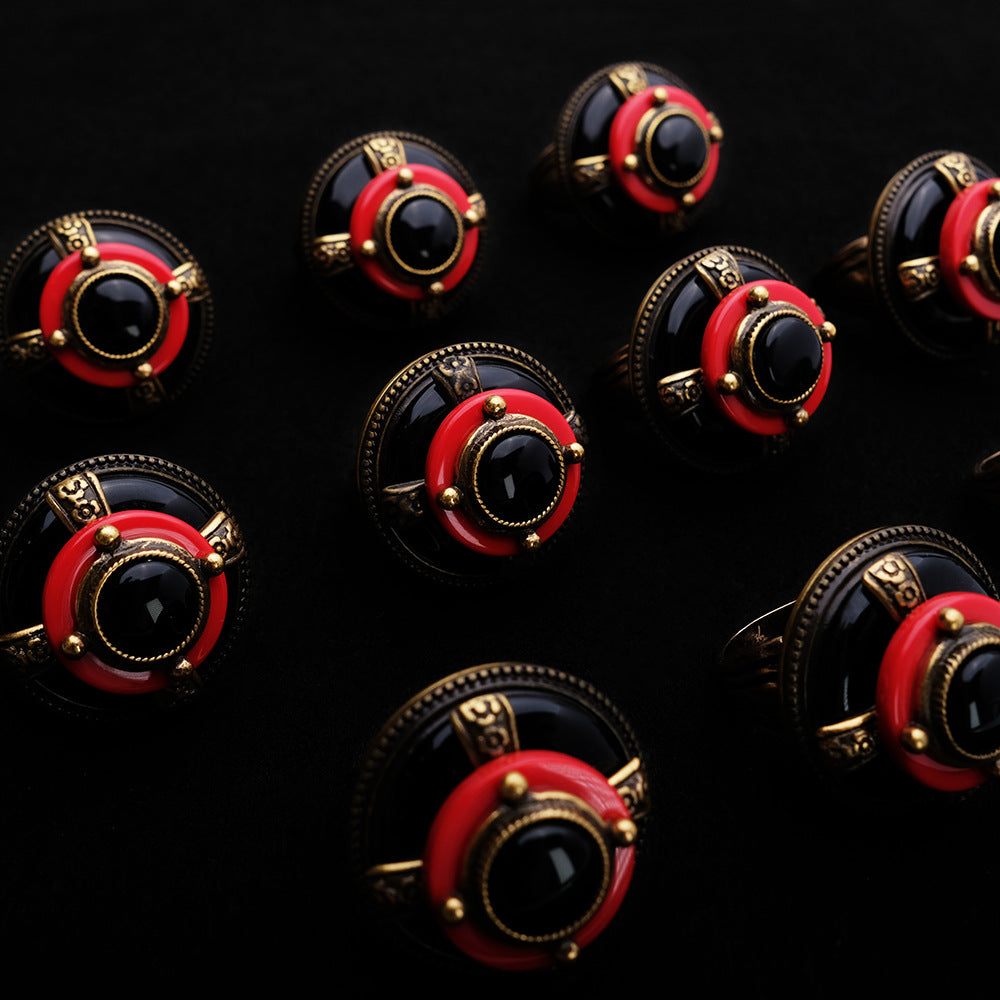 Bague Agate - Rouge et Noir