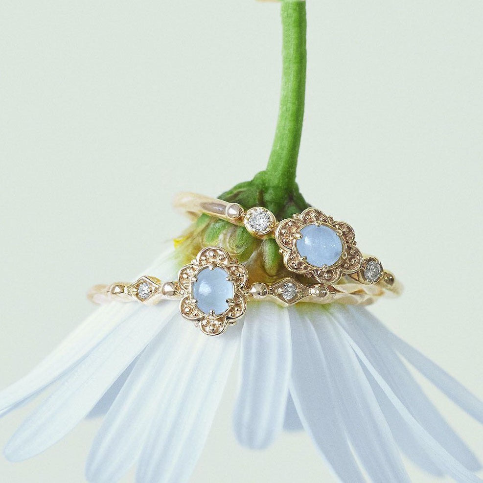 Bague Aigue Marine – Aura Marine, Argent Plaqué Or