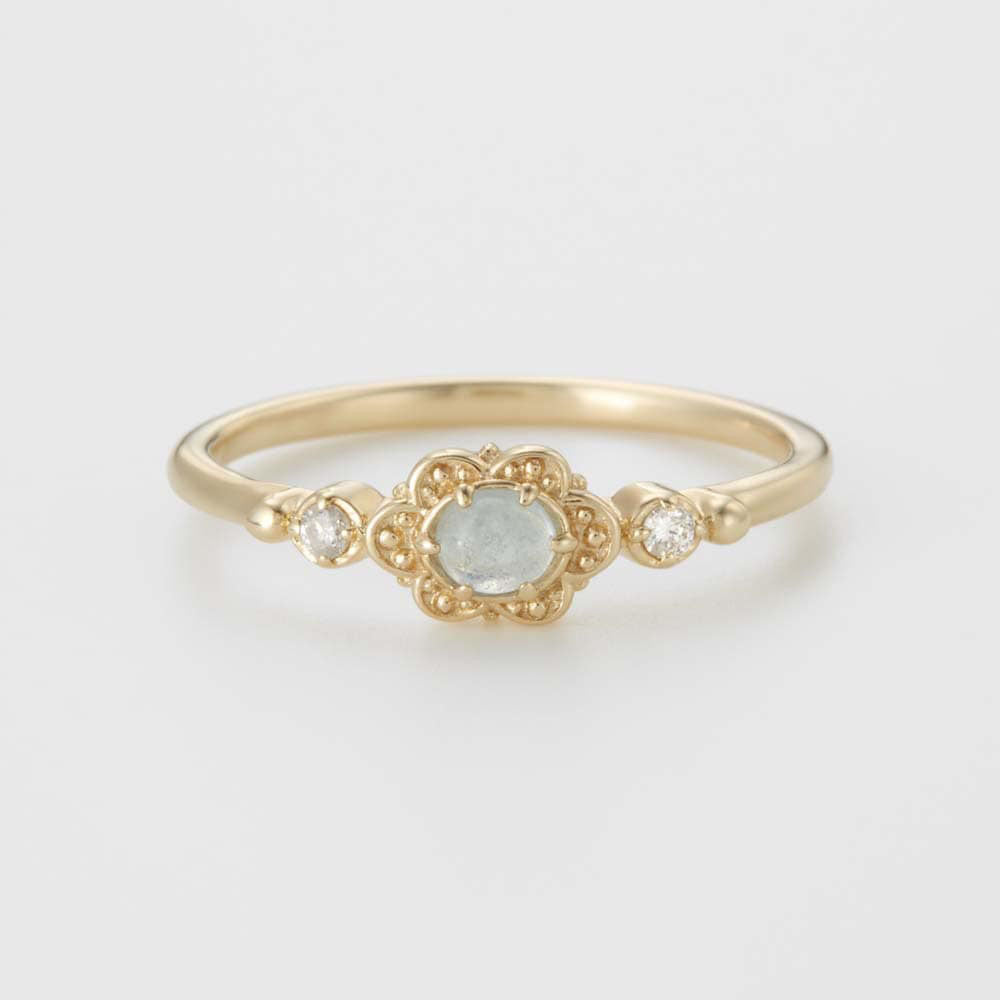 Bague Aigue Marine – Aura Marine, Argent Plaqué Or