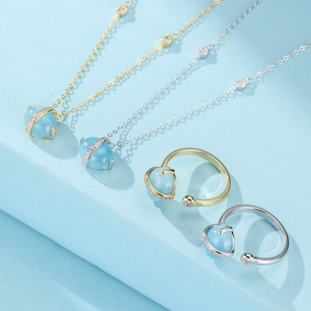 Aquamarine Ring – Light of the Seas, 14K Gold Plated Silver