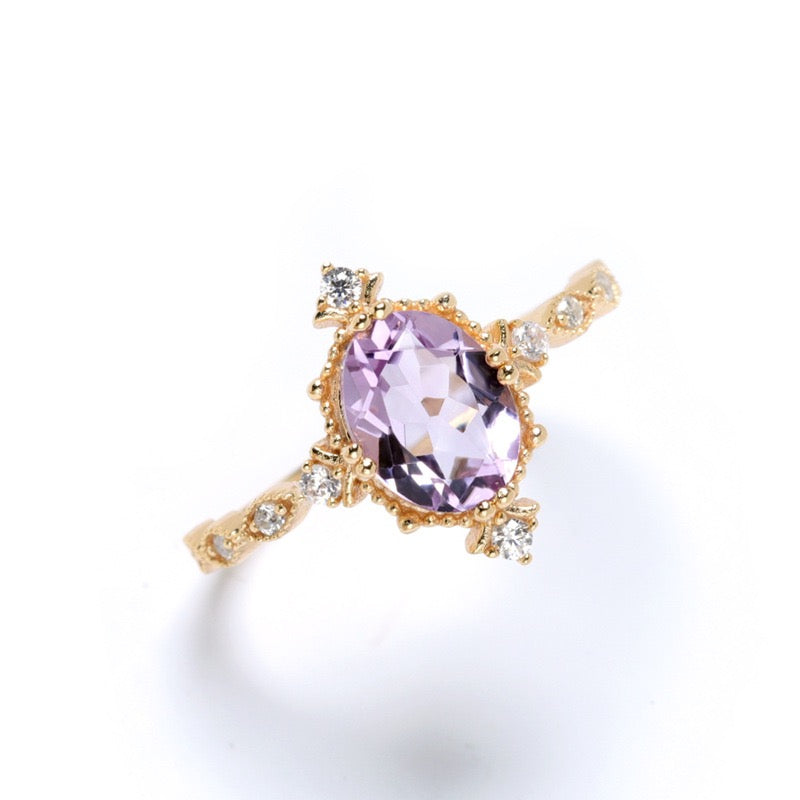 Amethyst Ring – Royal Calm, Gold Plated Silver