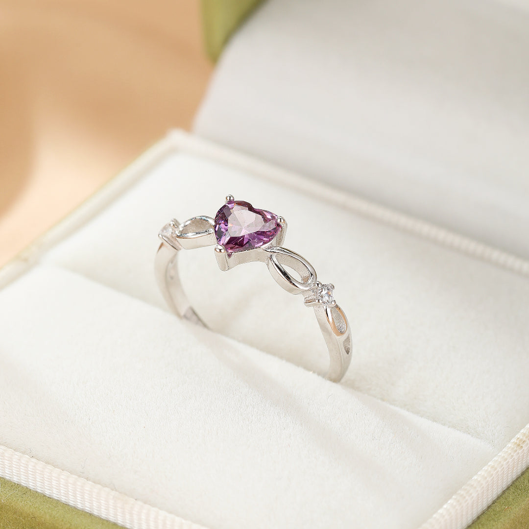 Bague Améthyste – Cœur d’Éternité, Argent