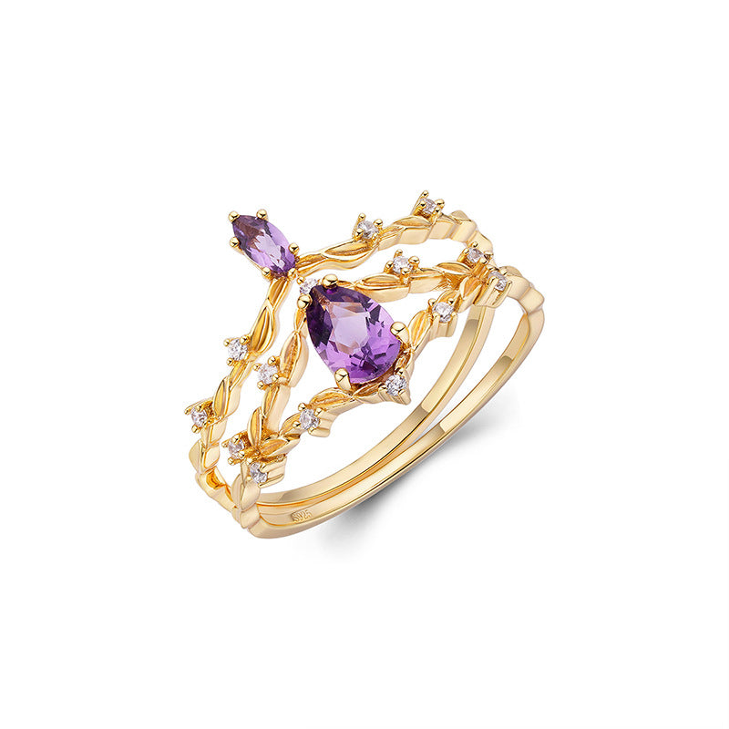 Amethyst Ring – Crown of Peace, Gold Plated Silver