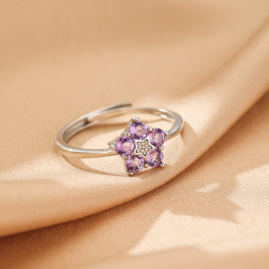 Bague Améthyste – Étoile Intérieure, Argent