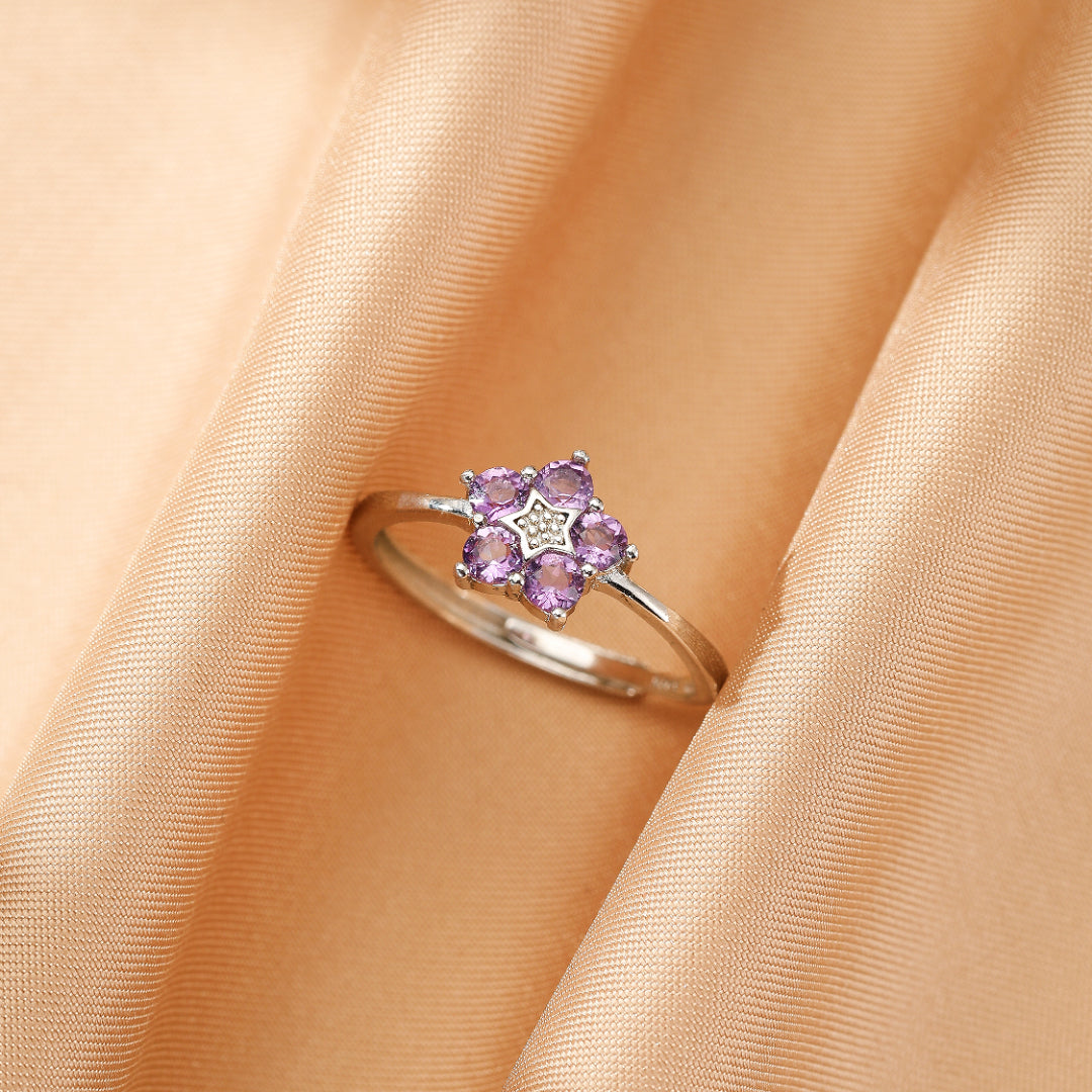 Bague Améthyste – Étoile Intérieure, Argent