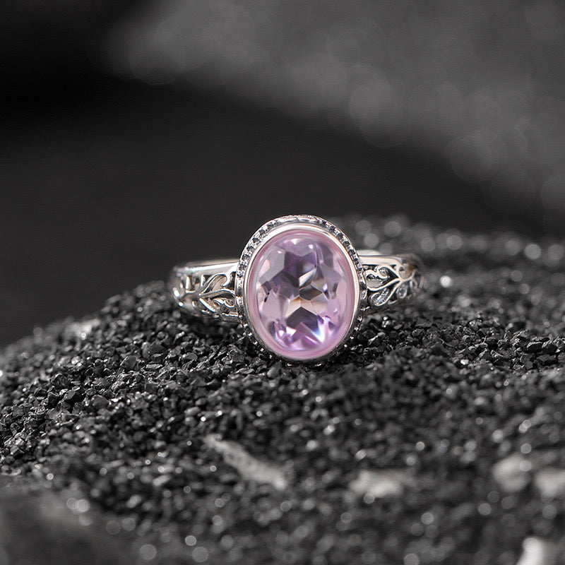 Amethyst Citrine Ring – Floral Mystique, Silver