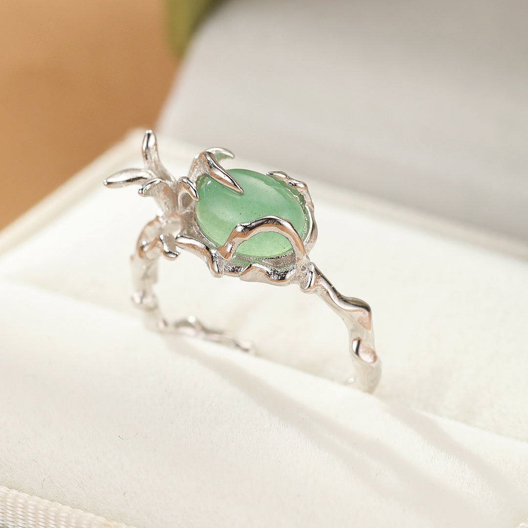 Bague Aventurine – Fleur Sauvage, Argent