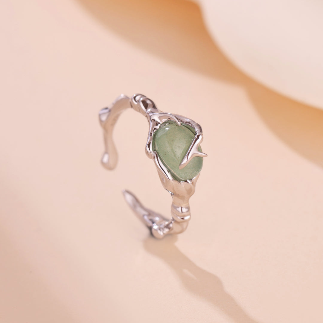 Bague Aventurine – Force du Bambou, Argent