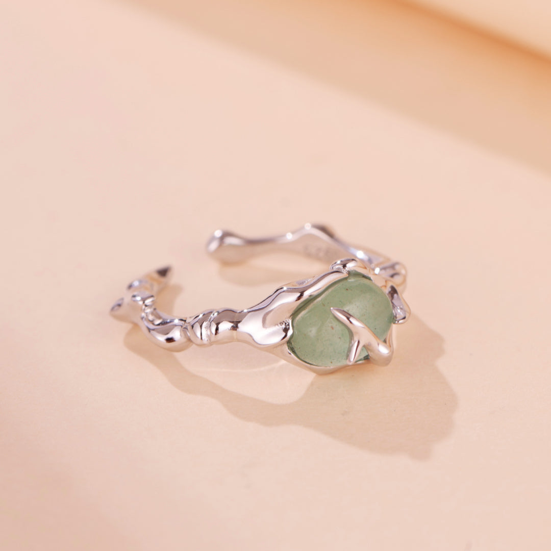 Bague Aventurine – Force du Bambou, Argent