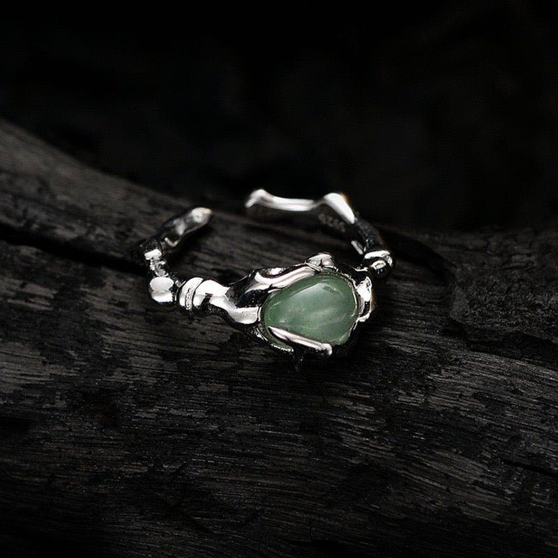Bague Aventurine – Force du Bambou, Argent