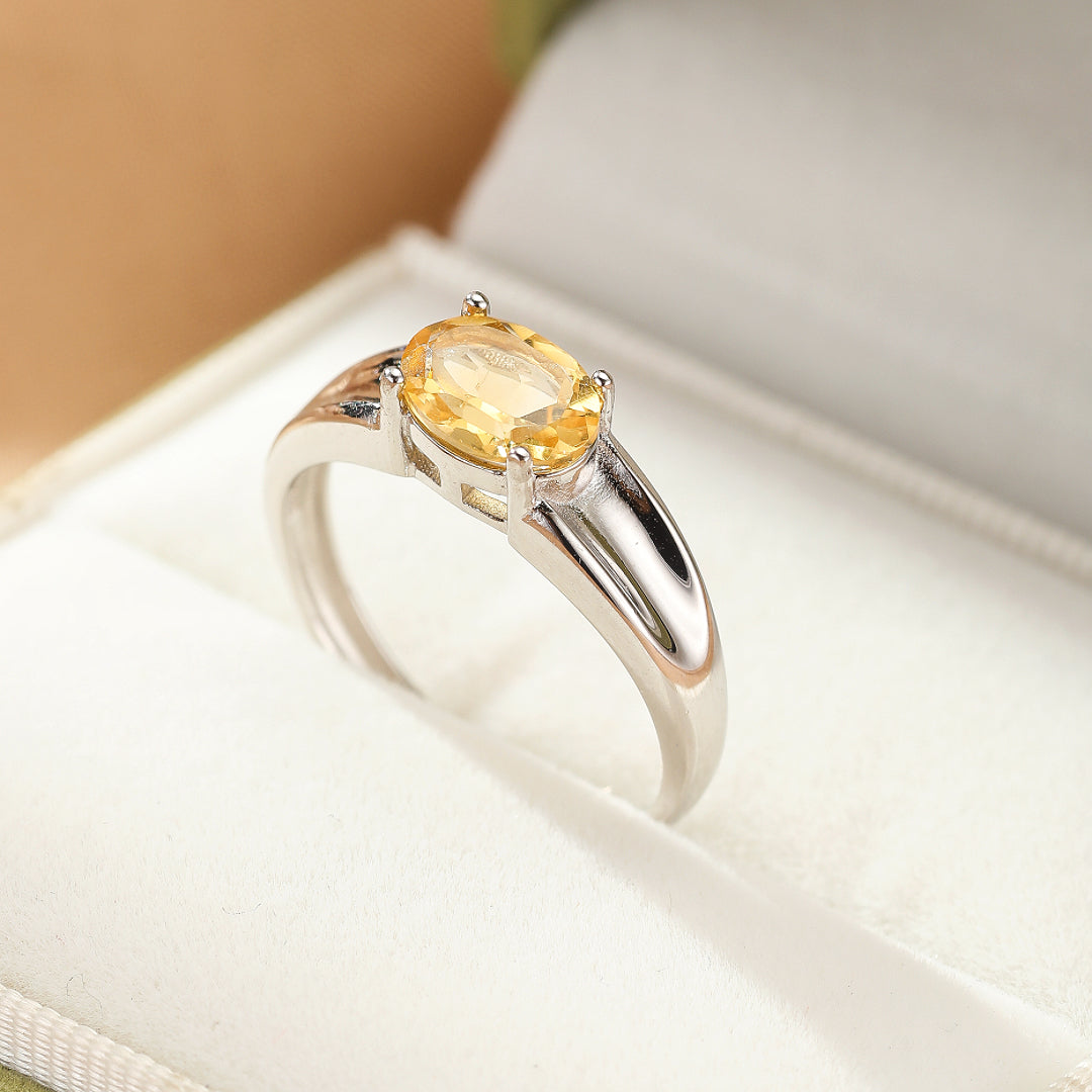 Bague Citrine – Flamme Solaire, Argent