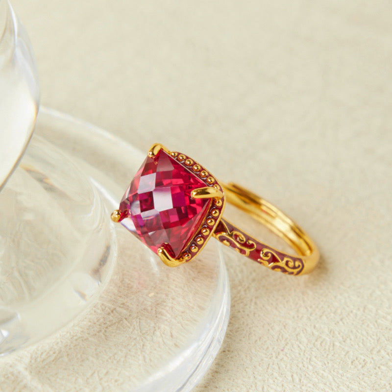 Bague Cornaline – Élégance Rétro, Argent Plaqué Or