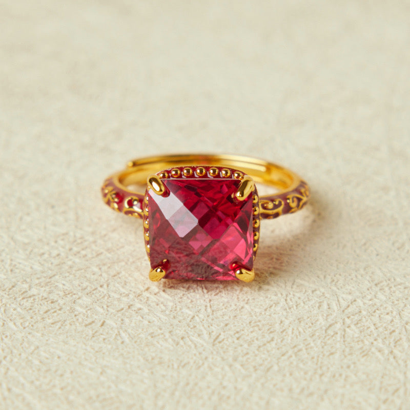 Bague Cornaline – Élégance Rétro, Argent Plaqué Or