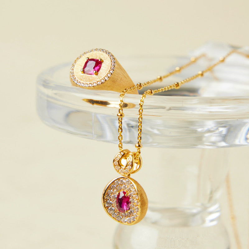 Cornaline Necklace – Energizing Flame, Gold Plated Silver