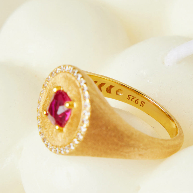 Bague Cornaline – Flamme Énergisante, Argent Plaqué Or