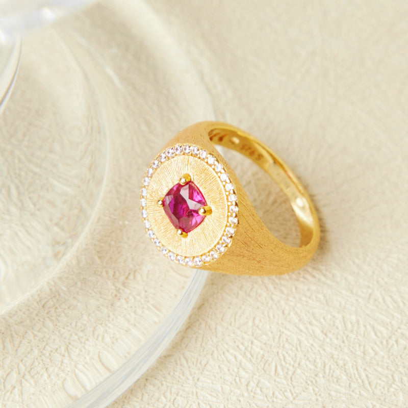 Bague Cornaline – Flamme Énergisante, Argent Plaqué Or