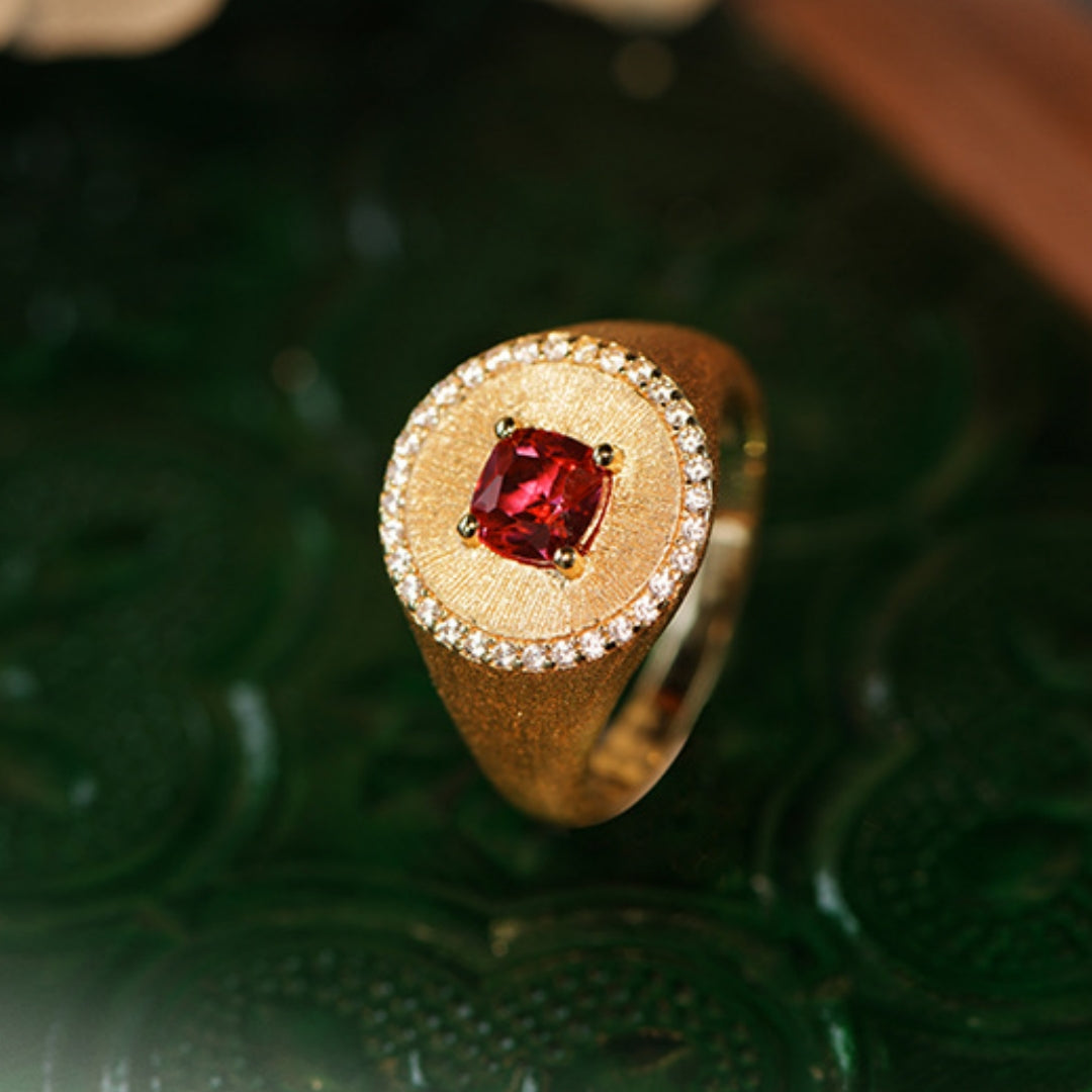 Bague Cornaline – Flamme Énergisante, Argent Plaqué Or