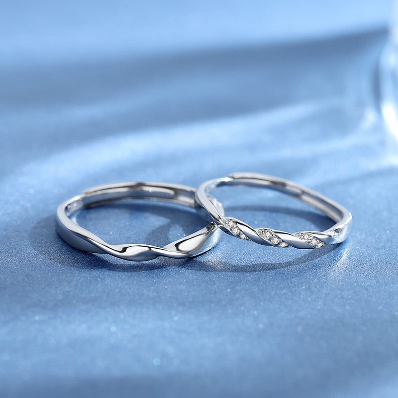 Bague Couple – Cœur Entrelacé, Argent