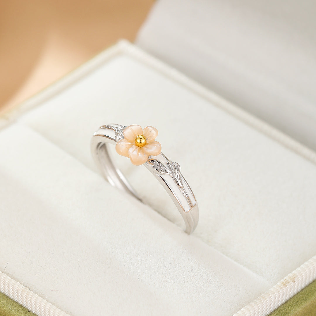 Bague Couple – Fleur et Feuille, Argent