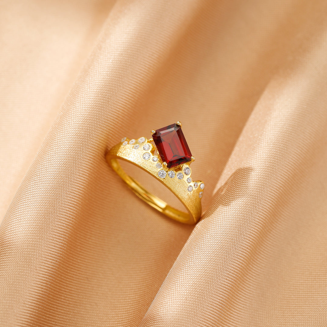 Bague Grenat/Améthyste – Reflets Impériaux, Argent Plaqué Or