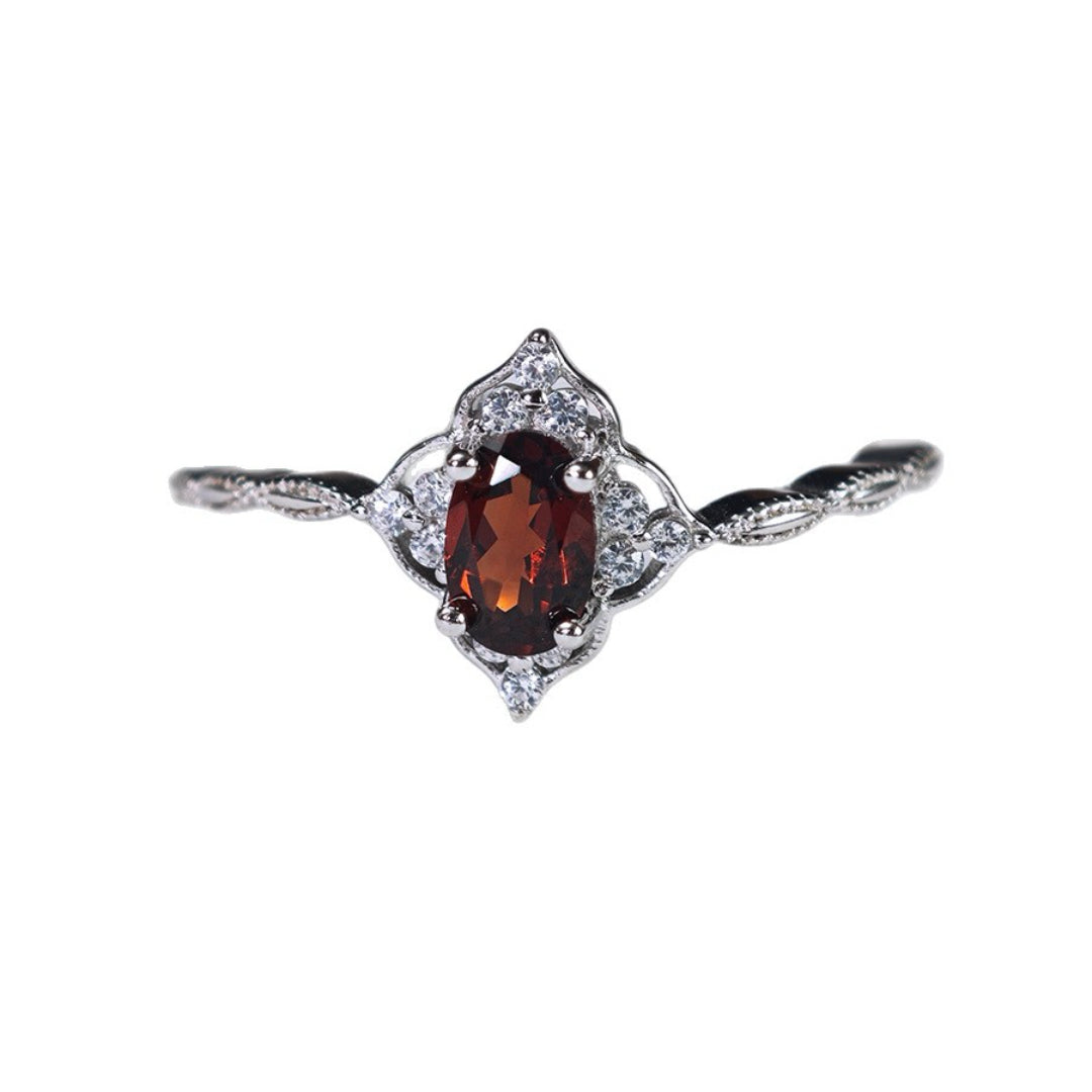 Bague Grenat – Élégance Antique, Argent