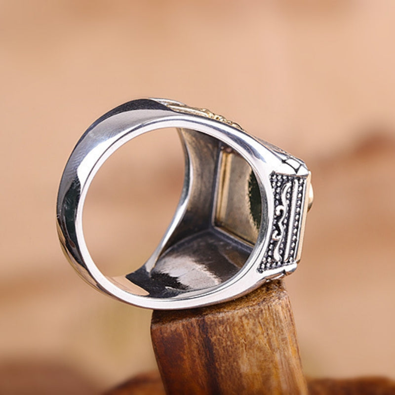 Bague Homme Six Mantras – Sagesse, Argent