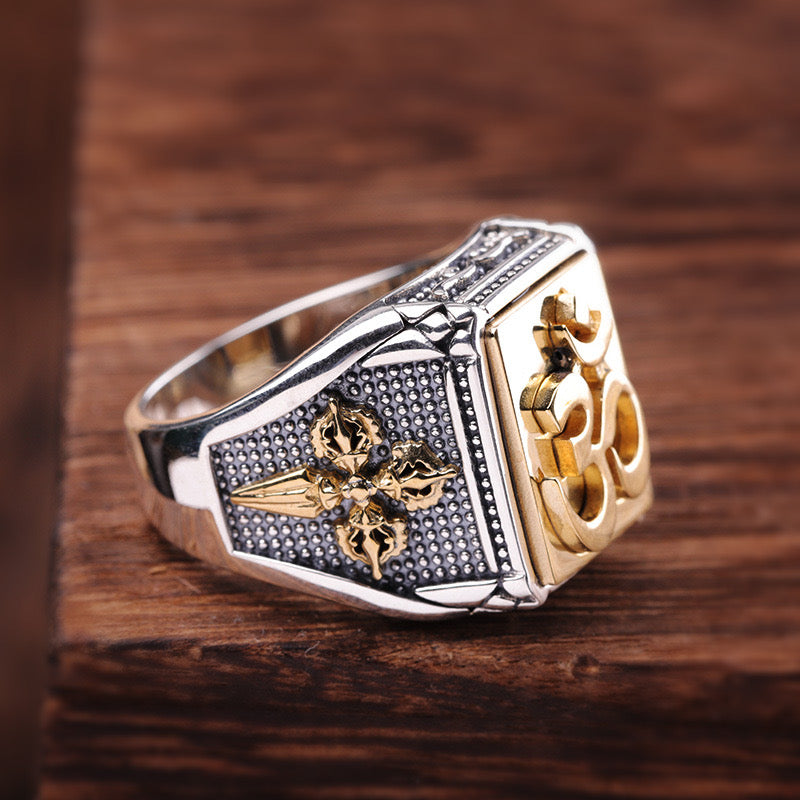 Bague Homme Six Mantras – Sagesse, Argent