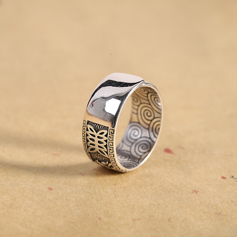 Bague Homme Six Mantras – Sérénité Mystique, Argent