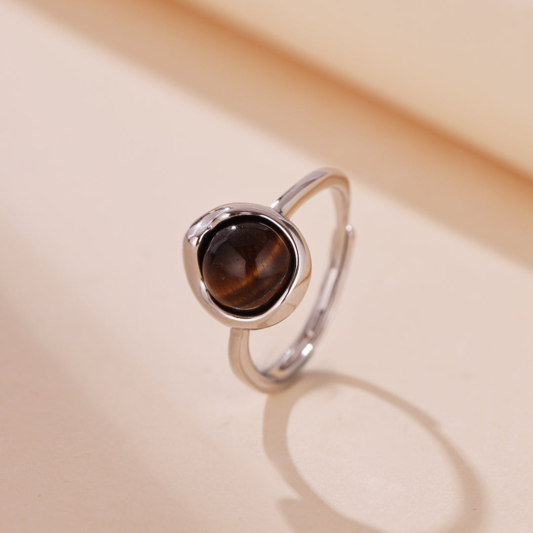 Tiger's Eye Ring – Protective Aura, Silver