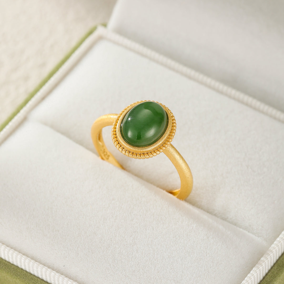 Bague Jade – Nouveau Jour, Argent Plaqué Or