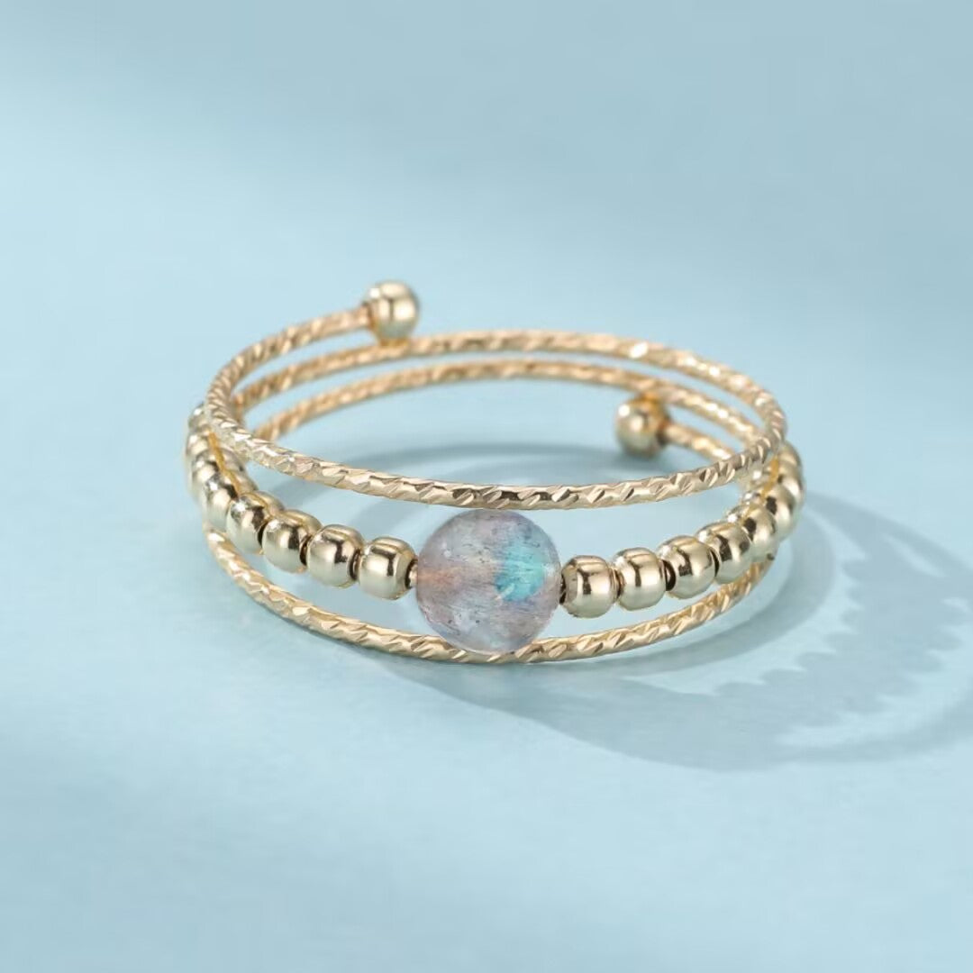 Bague Labradorite – Éclat Solaire