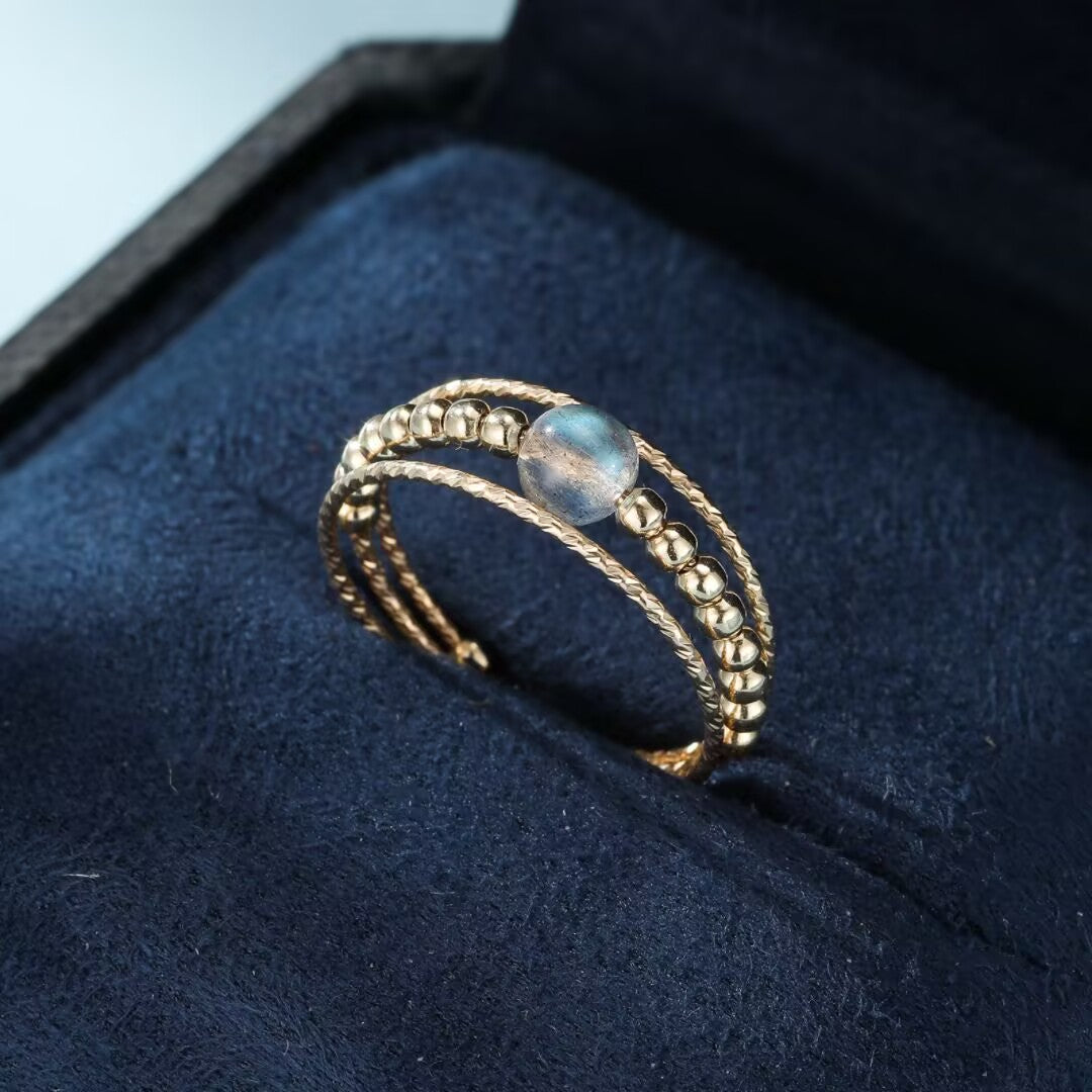 Bague Labradorite – Éclat Solaire