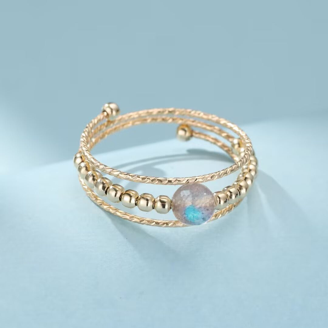 Bague Labradorite – Éclat Solaire