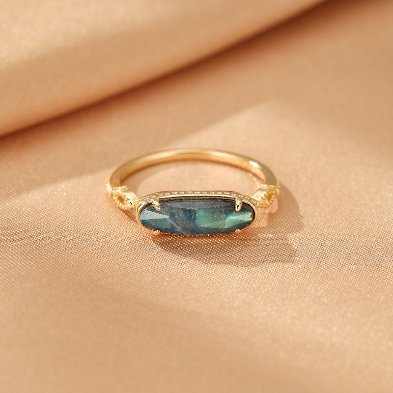 Bague Labradorite – Reflet Mystique, Argent Plaqué Or - 9