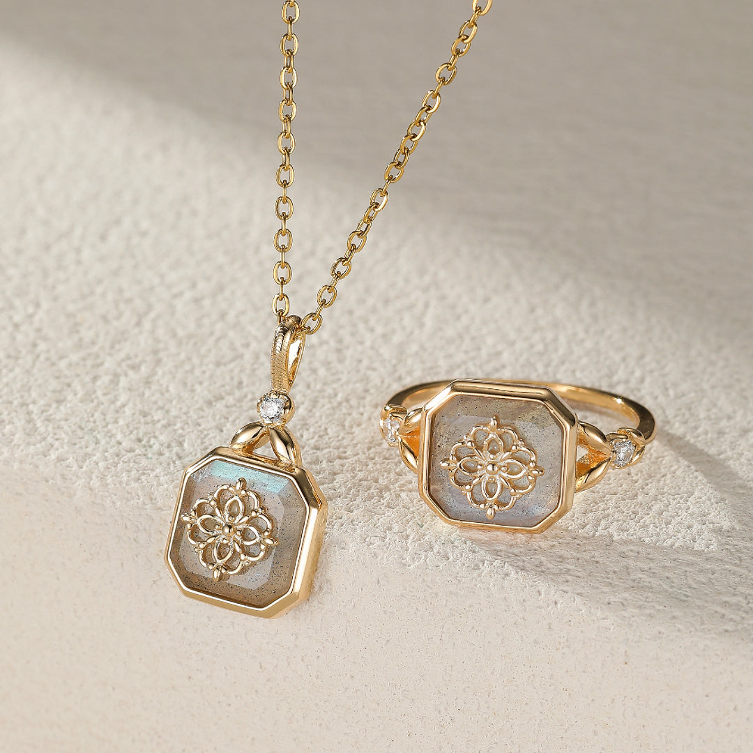 Bague Labradorite – Vitalité, Argent Plaqué Or