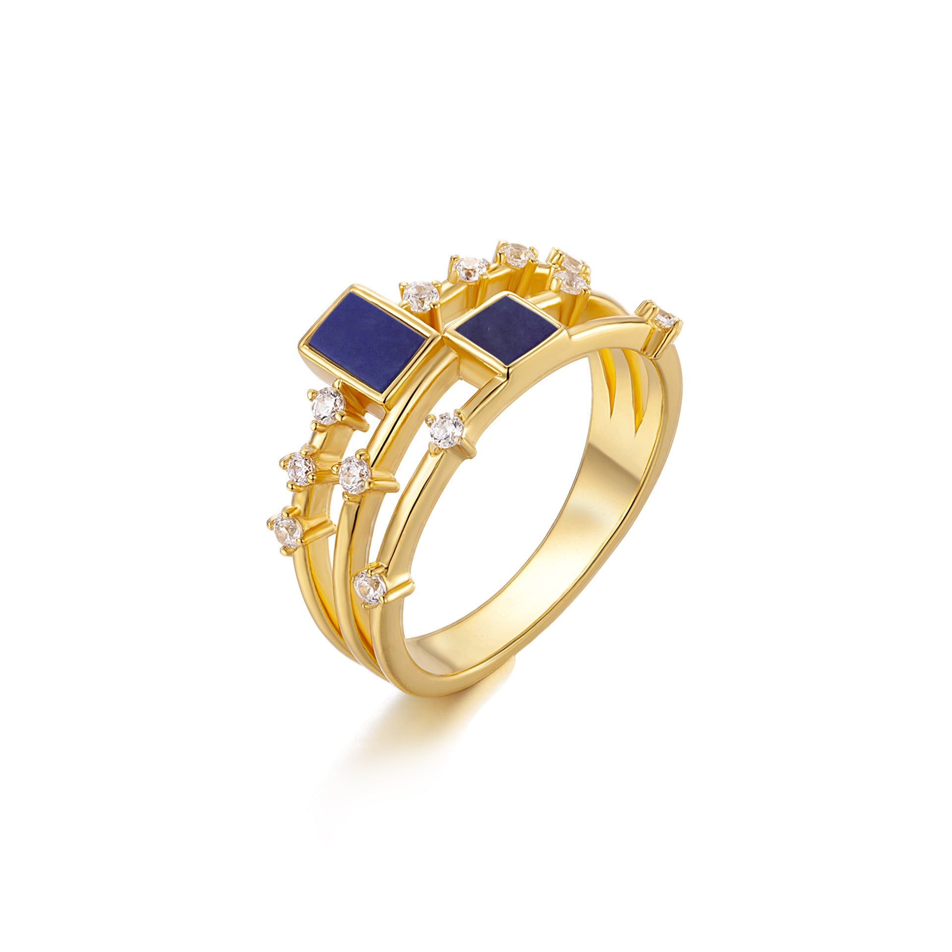Bague Lapis Lazuli ou Malachite – Éclat Mystique, Argent Plaqué Or