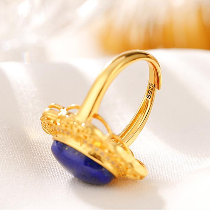 Lapis Lazuli Ring – Prosperity, Gold Plated Silver
