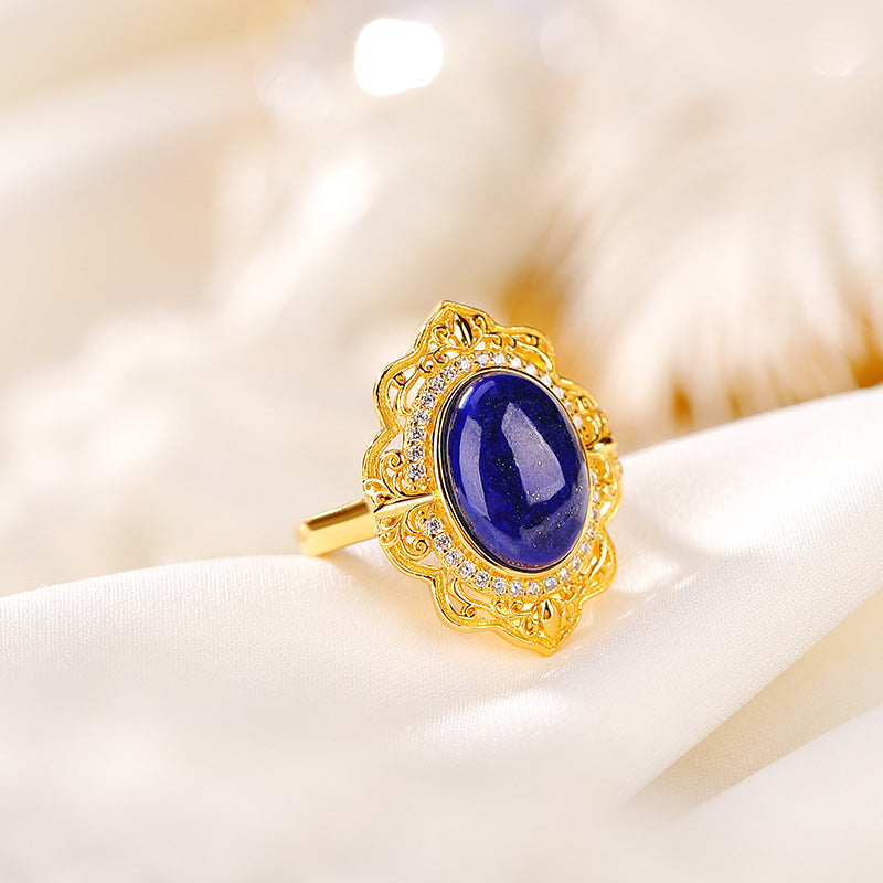 Lapis Lazuli Ring – Prosperity, Gold Plated Silver