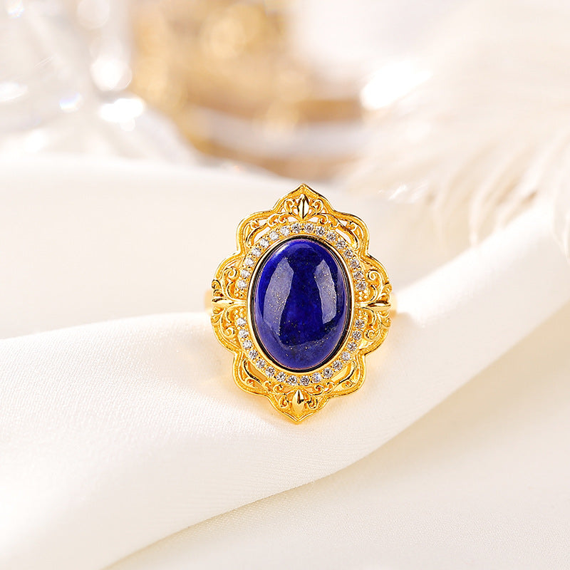 Lapis Lazuli Ring – Prosperity, Gold Plated Silver