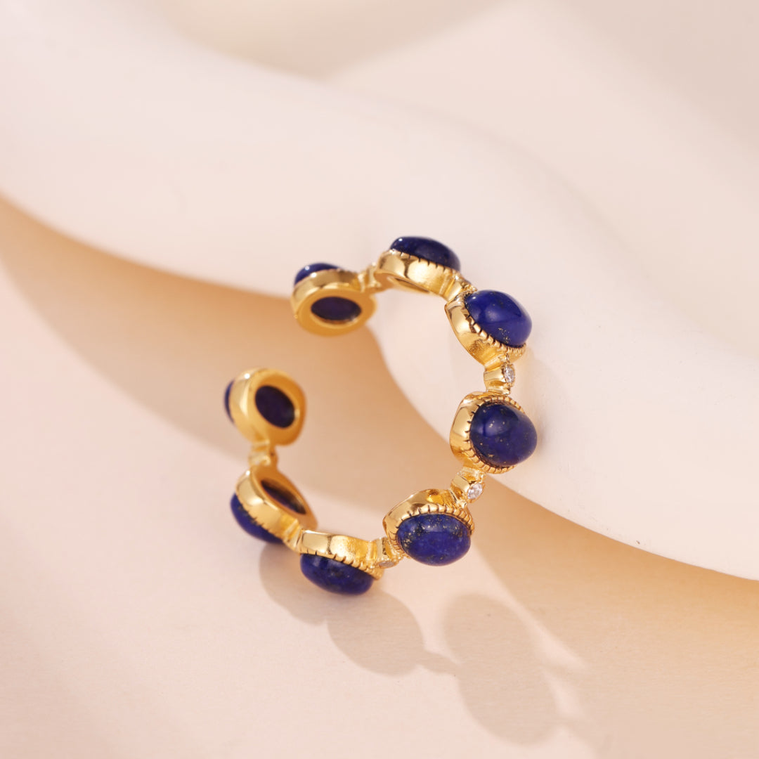 Bague Lapis Lazuli – Soleil de Minuit, Argent Plaqué Or