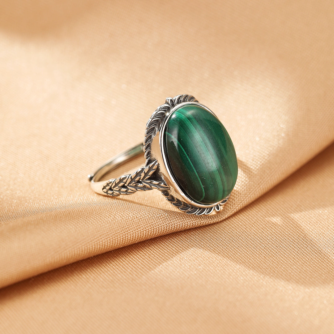 Bague Malachite – Héritage Intemporel, Argent