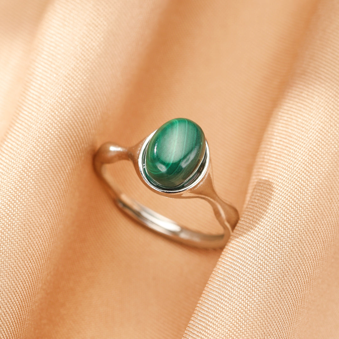 Bague Malachite – Pureté Minérale, Argent