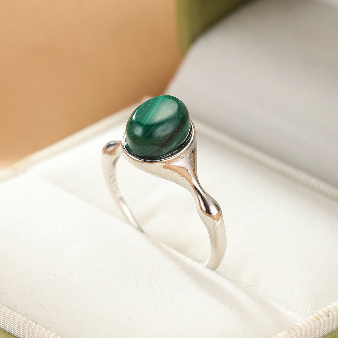 Bague Malachite – Pureté Minérale, Argent