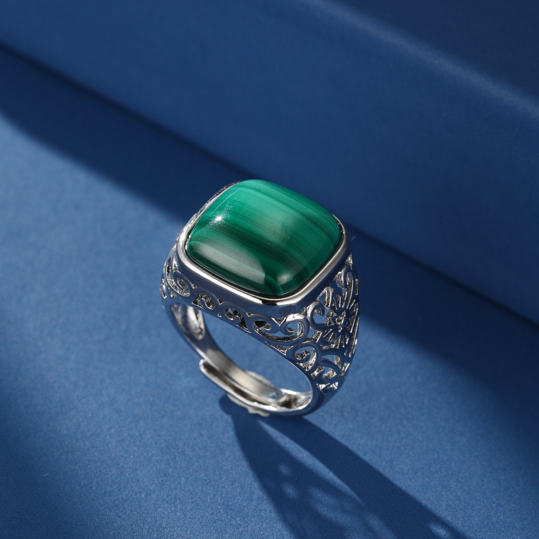 Bague Malachite – Trésor Antique, Argent 925