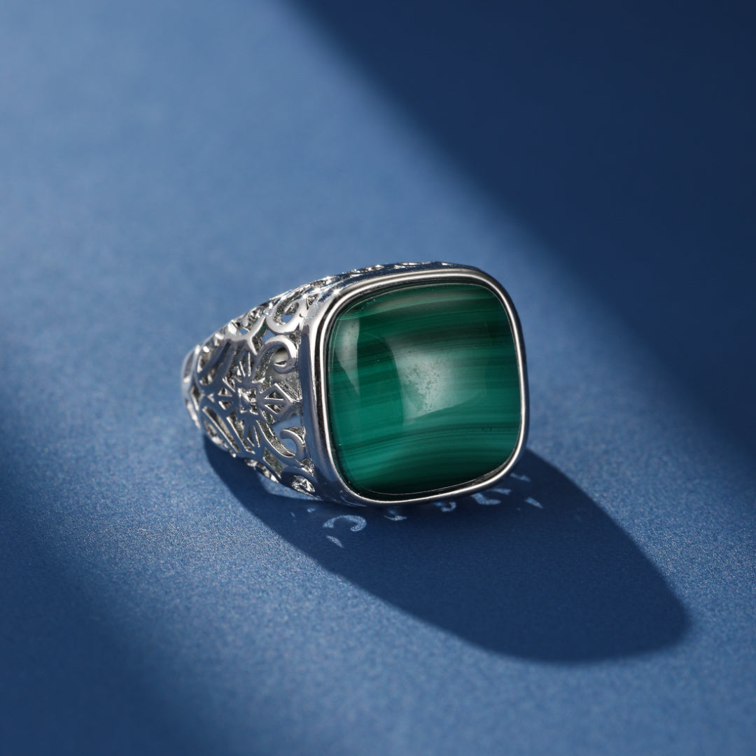 Bague Malachite – Trésor Antique, Argent 925