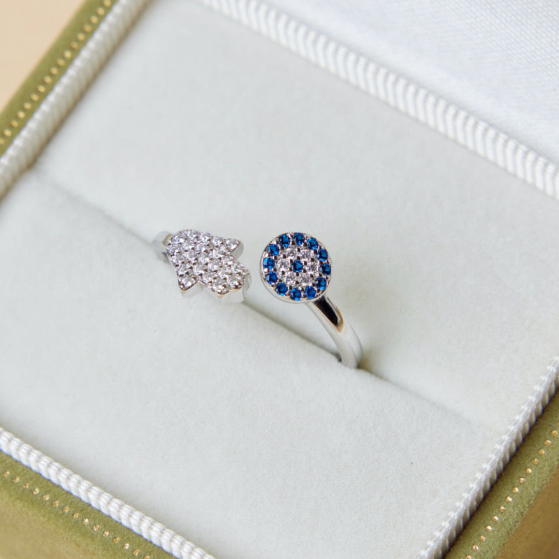Bague Mauvais Œil – Protection, Argent