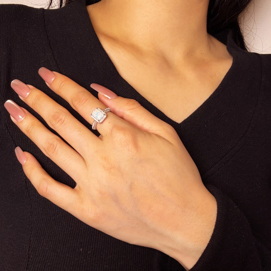 Bague Opale – Aura Royale, Argent