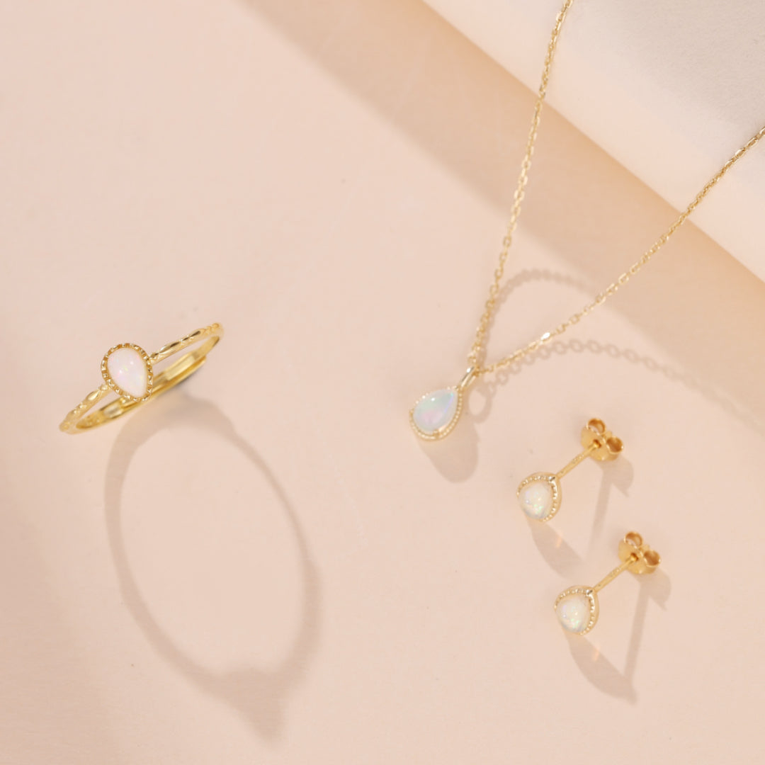 Bague Opale – Sagesse, Argent Plaqué Or