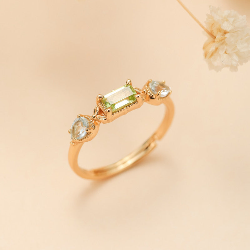 Bague Péridot et Topaze – Géométrie Raffinée